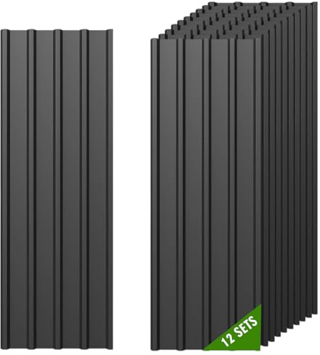 Warmfay® Profilblech Trapezblech 12er Set, 115×45 cm (6,21 m²), Wetterfest Rostresistent Verzinkte Wellblech Dachplatten, Schwarz Metall Dachblech für Carport, Garage, Gerätehaus