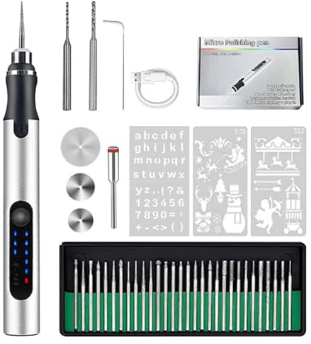 Stylo de gravure sur bois, stylo de gravure, kit d'outils électriques, graveur bricolage sans fil USB avec accessoire mini personnalisateur pour sculpter du bois, du métal, la pierre, des bijou