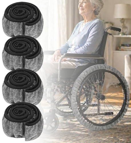 4PCS Wheelchair Tyre Covers 24 Inch Non-Slip Wheel Covers for Indoor Protection Waterproof Wear-Resistant Tire Protectors for Carpets, Floors
