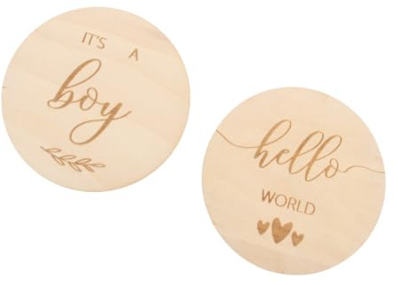 Holz Wachstumskarten für Babys, 2 Stück Kreative Erinnerungs | Meilensteine für Fotoalbum und Social Media, Rundes Holzformat, für Neugeborene