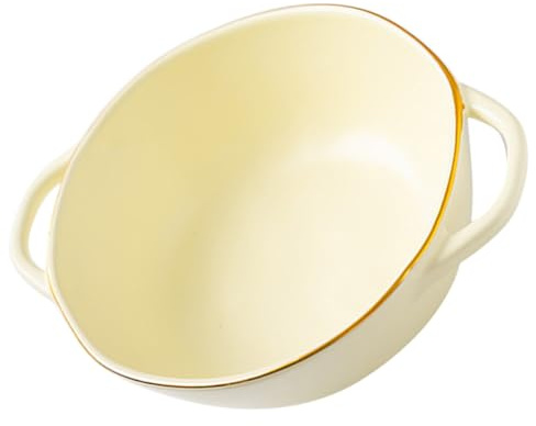 HOOWIFFY Cuenco de Cerámica para Hornear Doble Asa, Fuente para Servir Ensalada y Arroz, Color Beige, Apto para Horno y Uso Profesional en Hogar y Restaurante