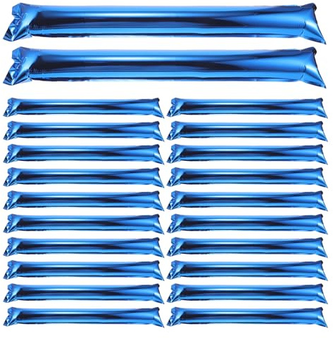 Toddmomy 32 Stück Aufblasbare Jubelstangen 60cm aus Aluminiumfolie Blau Sport Lärminstrumente für Basketball Party und Cheerleading