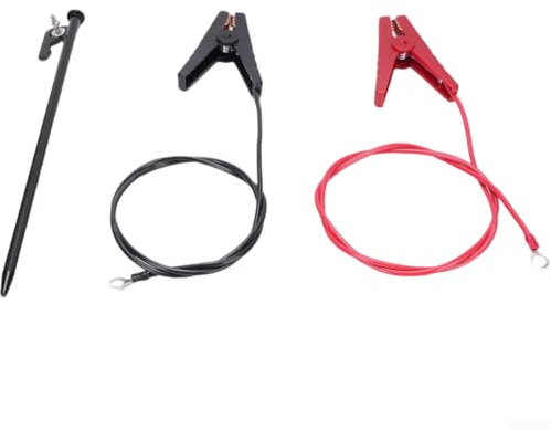 Erdungsstab und Ladekabel Set mit Krokodilklemme für Solar Elektrozaun Netzteile und Erdungsbedarf (A)