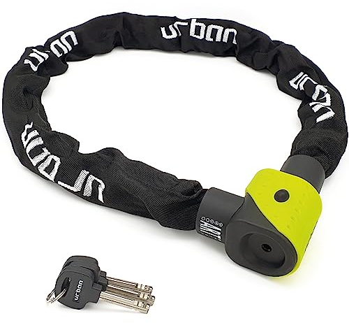 URBAN 10K120 Antifurto Moto, Lucchetto Bici Omologato ART***, Catena Alta Sicurezza Acciaio Cementato Antitaglio ø10mm, Doppio Bloccaggio, Flessibile Catenaccio Ancoraggio Scooter Bicicletta, 120cm