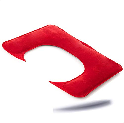 Faimex Wärmekissen Nackenkissen Nackenauflage aus Moor Gel | Schulter Kissen Schulterauflage Wärme Kompresse Moorkompresse |flexibel Gelkissen zum Wohlfühlen Mikrowellen geeignet mit rotem Velours