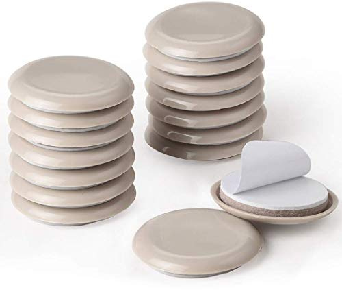 Ezprotekt Ø 54 mm, självhäftande filtglidare, möbelglidare för att flytta möbler på matta, beige, 16 stycken filtglider för stolar, möbelglidare, självhäftande filt, med idealisk vidhäftningsförmåga