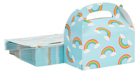 Blue Panda Partybox (Set, 24 Stück) - Lebensmittel- und Geschenkboxen, Faltschachtel - Für Snacks - Geburtstage, Partys, Bäckereien - Regenbogen, 15,2 x 8,3 x 9,1 cm