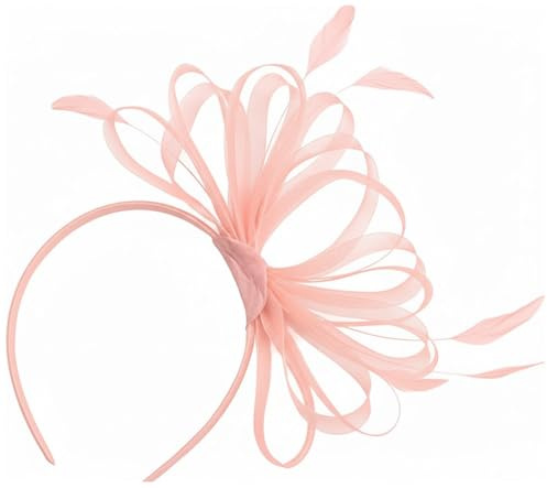 Caprilite stora bröllop raser fest fascinator näthatt och fjädrar, NAKEN, one size