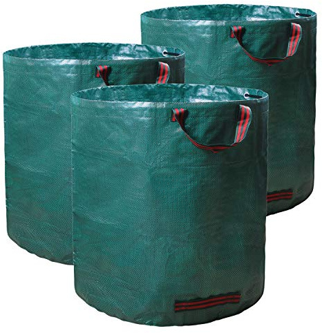 pack of 3 Garden Waste Bags Rubbish Grass Sack Waterproof 272 Liters H76cm,D67cm