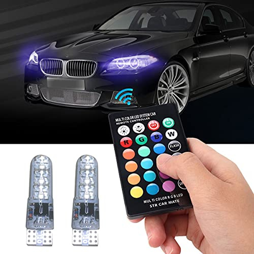Yudanny 2 x LED T10, ampoules de lampe latérale de voiture à télécommande RGB changeant de couleur 501