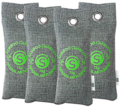 4x Bolsas Antiodor Zapatos – Carbón Activo Natural 4x75g – Elimina Olores Fuertes y Humedad – Desodorante Reutilizable para Calzado Deportivo Trabajo Casa Viajes – Sin Perfume