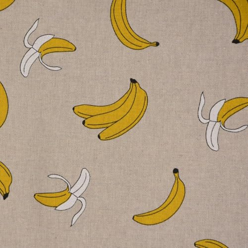 Dekostoff Halbpanama Leinenlook Bananen natur gelb 1,40m Breite