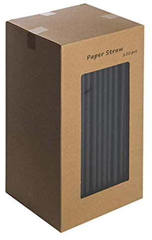 We Can Source It Ltd - Black Paper Straws (8/200mm) – Eco-Friendly, Biodegradable & Compostable – Durable Drinking Straws for Parties, Cocktails, Tumblers, Hot & Cold Drinks - Pack of 250