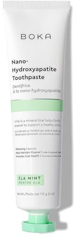 Boka Fluoride Free Nano Hydroxyapatite Toothpaste - Adult & Kids - Appropriate for Sensitive Teeth - No Sulfates & Parabens - Natural Flavors & Vegan - Mild Ela Mint (113g) 1pk