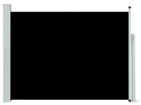 vidaXL Patio Retractable Side Awning - Black Fabric with Grey Steel Cover - UV & Tear- Polyester - User-friendly Assembly - Functional & Stylish Design for Outdoor Spaces