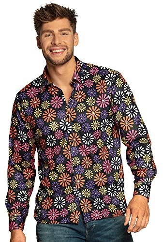 Boland - Chemise Flower Power, pour Homme, Chemise, Top, pour Adulte, Chemise à Fleurs, Chemise hawaïenne, Hippie, années 70, fête à thème, Carnaval, Schlermove, déguisement, Costume