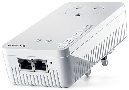 Devolo 8703 Wi-Fi ac Repeater Plus (Wi-Fi Booster with Plug Socket, Faster Internet using Dual Wi-Fi, Compatible with all Routers, (1,200 mbps, 2x LAN Ports, AP mode, Access Point), White