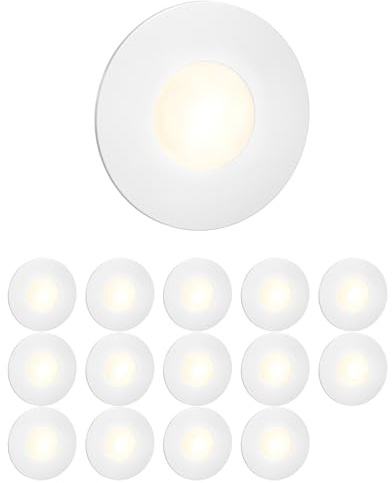 ledscom.de 15x LED Treppenlicht/Wandeinbauleuchte FEX für innen und außen, rund, 85mm Ø, warmweiß