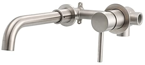 Tecmolog Wandarmatur Unterputz Bad 360 Drehbar Wasserhahn aus Edelstahl Einhebelmischer Waschtisch Gebürstetes Nickel, SNA6083A