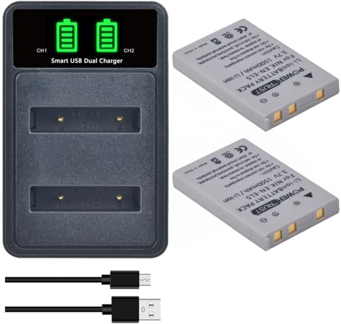 PowerTrust 1500mAh EN-EL5 Akku und Ladegerät für Nikon COOLPIX P530 P520 P510 P500 P100 P90 P80 P6000 P5000 P5100 P4 P3 S10 7900 5900