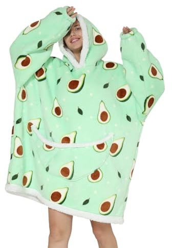 Deserthome Tragbare Decke mit Kapuze, übergroße Kapuzendecke für Erwachsene und Frauen, superweich, bequem, warm, Flanell, grüne Avocado