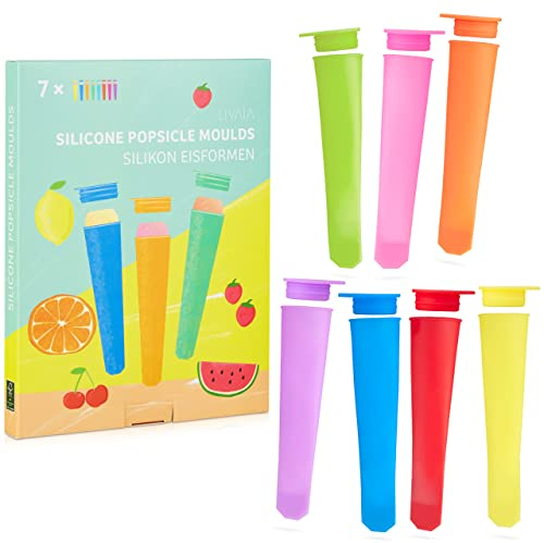 LIVAIA 7 Moldes para helados, polos y flash, de silicona de colores, para niños.