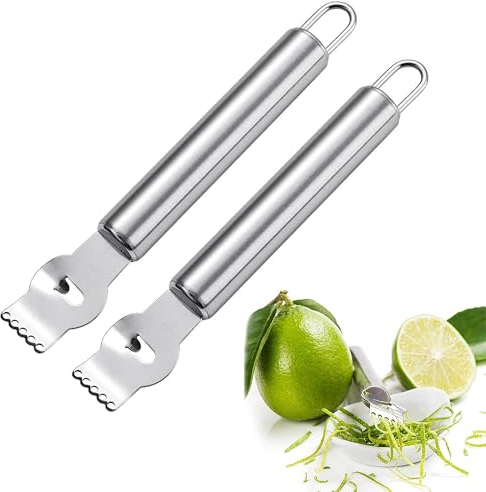 Limón Naranja Frutas pelador Herramienta de pelar Profesional para Cocina, 2 en 1 Rallador y pelador de limón y cítricos, rallador de acero inoxidable/para cócteles de ginebra/naranjas