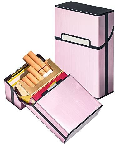 2X Zigarettenetui LAOYE Zigarettenbox Metall mit Magnetverschluss Alu Zigarettenetui für Zigarettenschachtel Rosagold edeler Zigarettenkasten für 20 Zigaretten (Rosagold)