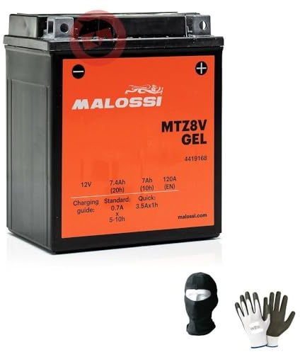 Kompatibel mit Yamaha CZD A X Max (SH081/SH131) 300 von 2017 bis 2022 Gel-Batterie Malossi MTZ8V bereits gebrauchsfertig aktive Batterien 7 Ah Ampere 12 Volt für Motorrad Roller