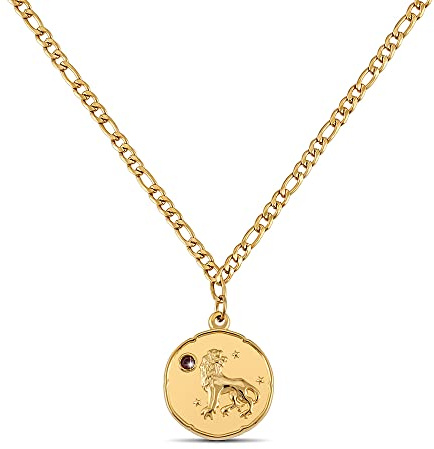 GD GOOD.designs Sternzeichen Kette Gold mit Geburtsstein für Damen | 18K vergoldete Halskette mit Zodiac Anhänger