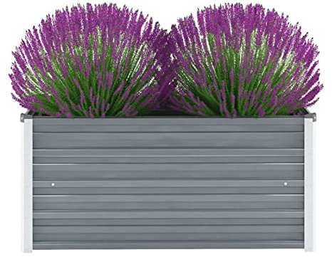 Yolola Hochbeet Metall 100 x 40 x 45 cm Großes Hochbeet aus Metall Hochbeete für Garten, Schneckenschutz Hochbeet Hochbeet Gartenbeet Pflanzbeet für Garten Pflanzen Gartenkräuter Outdoor - Grau