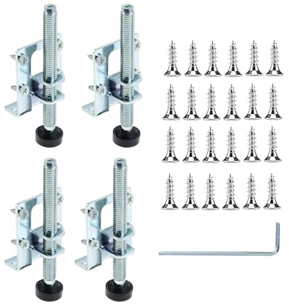 bowarepro 4 Stück Möbelbein Nivellierer für Regale Schränke Werkbank, Edelstahl Schwerlast-Möbel-Nivellierfüße für Möbel Tisch Schränke Werkbank Regale,75mm Vertstellbar (10 cm, M10)