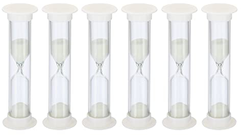 PATIKIL 2 Minutos Arena Temporizador, 6uds Pequeño Arena Reloj con Plástico Cubierta, Cuenta Regresiva Arena Cristal para Juegos, Cocina, Fiesta Recuerdos Bricolaje Decoración, Blanco