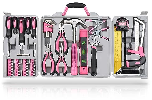 Hi-Spec 71pc Pink Tool Kit for Women, Home DIY Repairs & Household Tasks | Hammer, pliers, screwdrivers, saw, wrench, bits and clamps, compact case, home repairs, crafts and furniture assembly