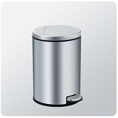 Pattumiera Rotonda Con Chiusura Soft Con Pedale, Cestino Per Rifiuti In Metallo Con Secchio Interno Rimovibile ， 8L ， 12L ， Acciaio Inossidabile (12L,Brushed silver)