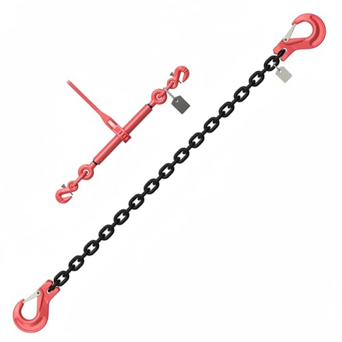 Zurrkette Spannkette 2-teiliges System 6mm schwarz mit Ratschenlastspanner mit Ausdrehsicherung GK8 zur Ladungssicherung nach EN 12195-3 (2m - 8mm schwarz)