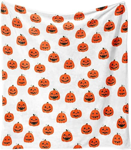 Gtoaxxno Halloween Pumpkin Blanket, Soft Flannel Blanket, Warm Plush Blankets for Bed, Couch, Living Room, Sofa, Chair