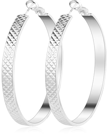 LANCHARMED Damen 14K Vergoldet/Silber Ohrringe Creolen Große mit Zirkonia | Ohrringe Große Creolen mit Zirkonoxid Diamant Strass Glänz Blitz Hypoallergen Ohrringe Silber 925 Gross Creolen Damen Frauen