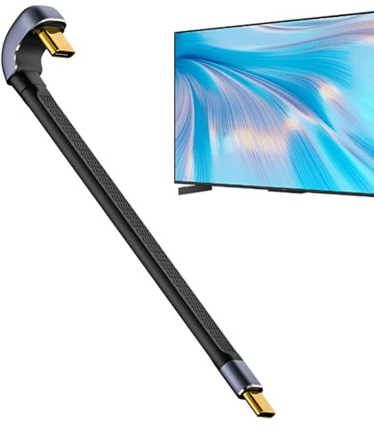 Cavo corto di tipo C, cavo USB C a ricarica rapida, 240 W, cavo dati sottile 8K, tipo C, da maschio a maschio, angolato, USB4, 40 Gbps, per telefono portatile