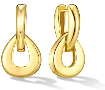 Hängende Ohrringe Gold Damen - Minimalistisches Goldene Hoop Ohrring für Frau, Hypoallergene 14K Vergoldete Huggie Ohrring, Umwandelbares Tropfen Statement Ohrringe Geschenke für Frauen Mädchen