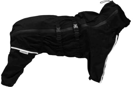 JUSHZ Regenmantel Hund Wasserdicht Regenjacke Hund Hunderegenmantel Hunderegenjacke Regenjacken Klein Große Hunde Mit Beinen Mit Bauchschutz wasserdichte Kleidung Für Haustiere (S,Black)