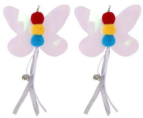 CAPASTEC Jeux Chat Plume Recharge, plumeau Chat kit Remplacement pour Canne à pêche Chat Plume, Baguette interactif Pendentif Rechange pour Animaux de Compagnie Papillon 2 pièces
