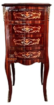 CasAmin Home & Living Table de chevet de style antique français - Petite commode - Style rétro baroque - Marron - Commode - Décoration d'intérieur - Table de chevet pour décoration de la maison