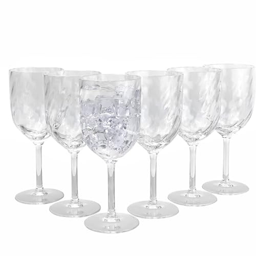 Yanglonghui Juego de 6 copas de vino de plástico de 15 onzas, copas de vino acrílicas irrompibles, copas de plástico reutilizables de colores apilables, aptas para lavavajillas, sin BPA, ideales para