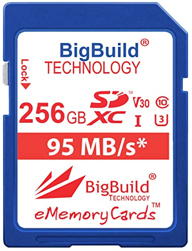 Carte Mémoire SDXC U3 256GB BigBuild Technology pour Canon EOS R8, R100, C80 Caméras