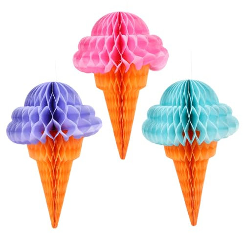 PRETYZOOM 1 Satz Eiscreme-wabenkugeln Schüssel Eisbecher Honigkegel Schwimmbad Spiele Hawaii Party Dekoration Eiscreme Dekoration Szene-hängedekoration Wohnkultur Metall 3st