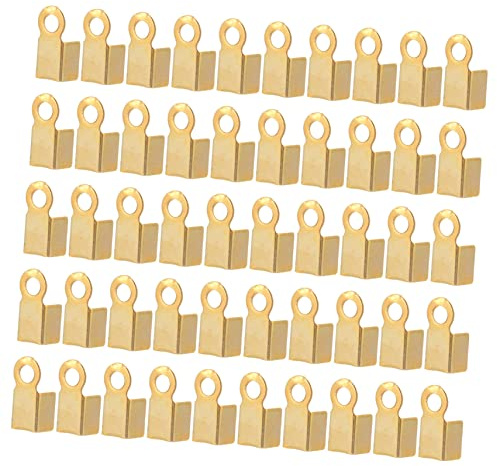 HOODANCOS 500 Pezzi Morsetti per Nastri in Acciaio Inossidabile Oro, Leggeri e Portatili per Collane e Cordoni in Pelle, Kit per Creazione Gioielli Fai da Te