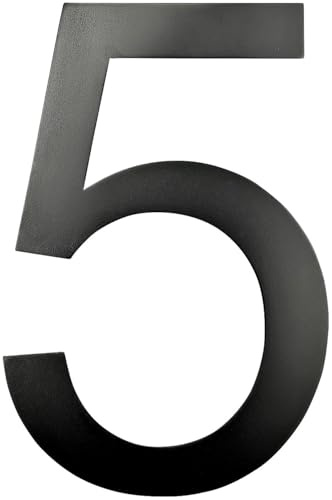 PEARL Numero civico in metallo 5, nero, 200 x 130 x 2 mm