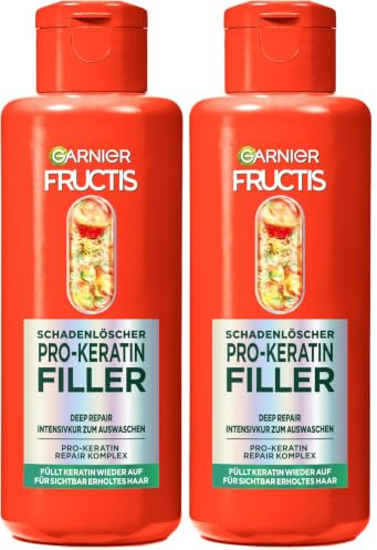 Garnier Reparierendes Filler Intensivkur gegen Haarschäden, Für verwandeltes und widerstandsfähiges Haar, Mit Marulaöl und Pro-Keratin, Fructis Schadenlöscher Deep Repair, 200 ml (Packung mit 2)