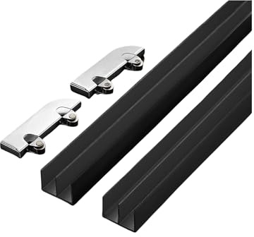 5mm Aluminum Glass Sliding Door Track - Dual Channel Kit for Display Cabinets, Showcases - Smooth Gliding & Easy Install​(Black,90cm/35in)
